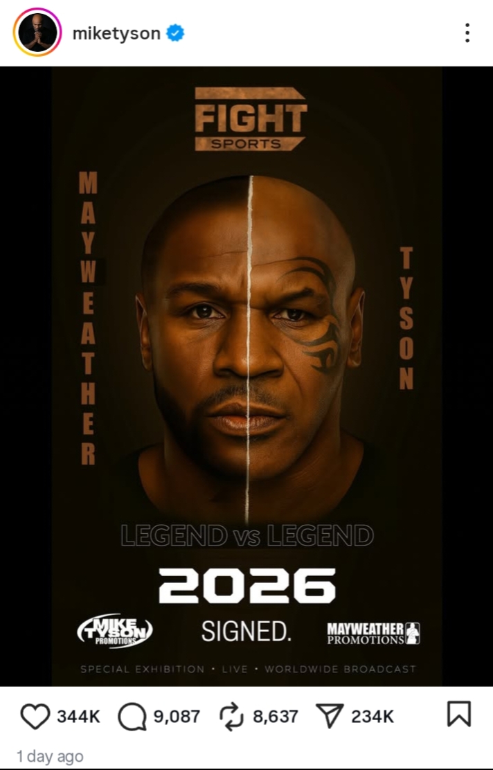 Legend vs Legend’: Mike Tyson and Floyd Mayweather Set to Face Off