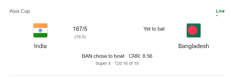 Sport News: IND vs BAN Cricket Score Live – Live Cricket Score Asia Cup 2025